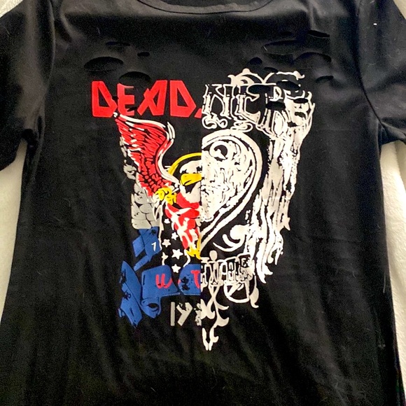 Size medium. Distressed black dress, cotton - Picture 4 of 4